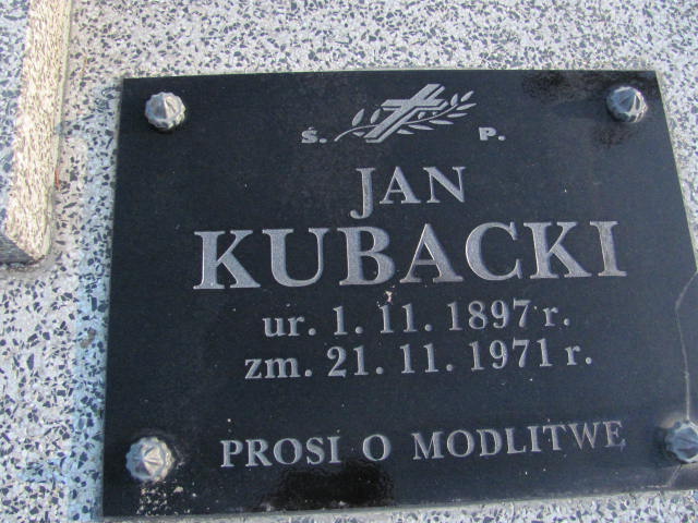 Jan Kubacki 1897 Jedlicze i Potok - Grobonet - Wyszukiwarka osób pochowanych